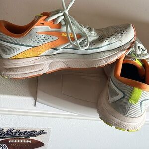 Brooks White and Orange Athletic Shoes